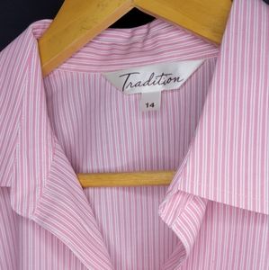 Tradition white and pink striped blouse UK size 14